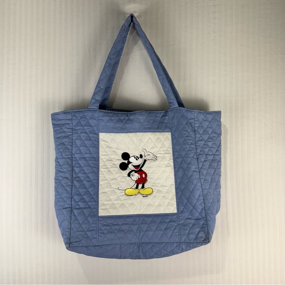 Disney Iconic Mickey & Minnie Mouse Blue/White Quilted Tote Bag Handmade Vintage